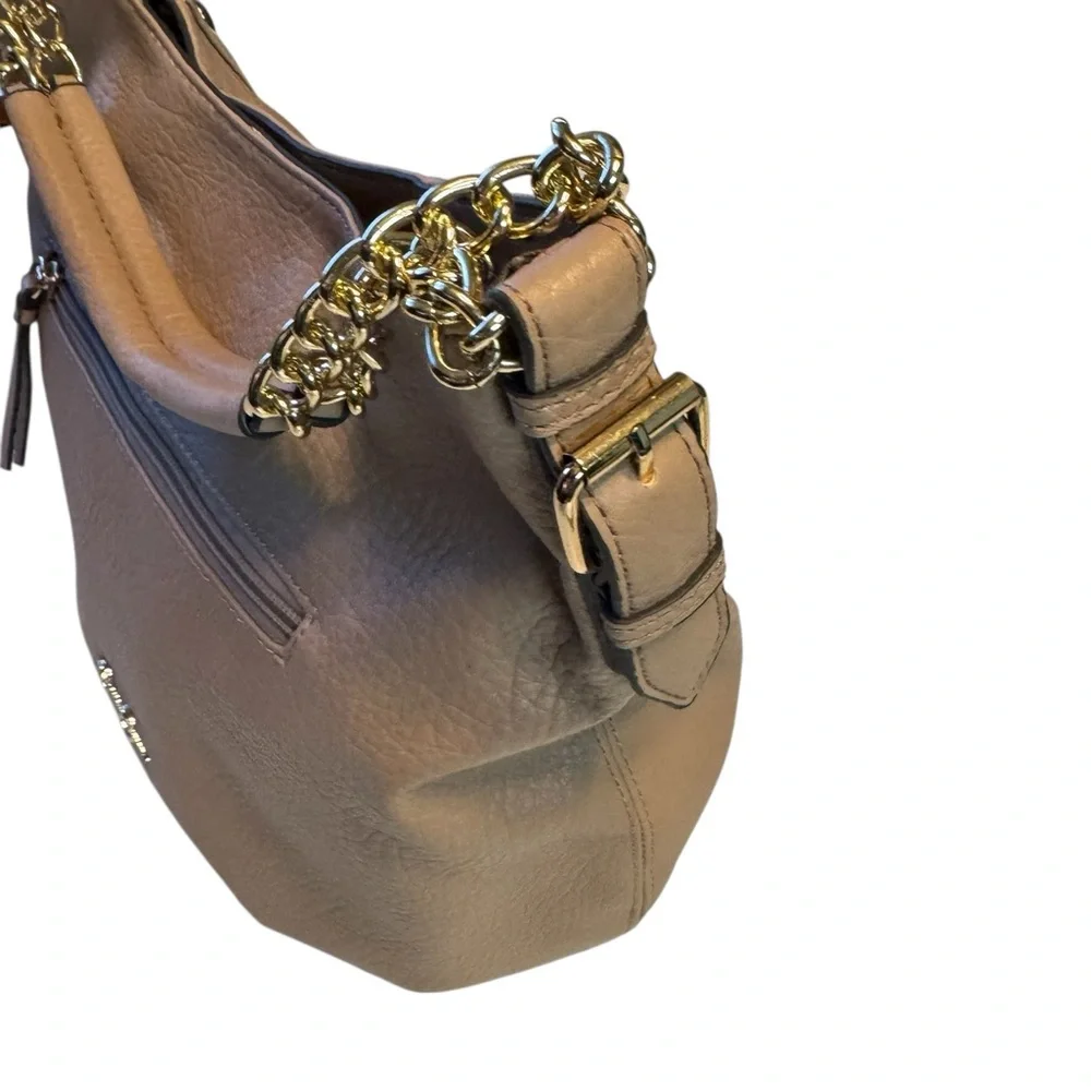 Jessica Simpson Elegant Modern Tan Taupe Shoulder Bag Purse Chain Handle CLEAN